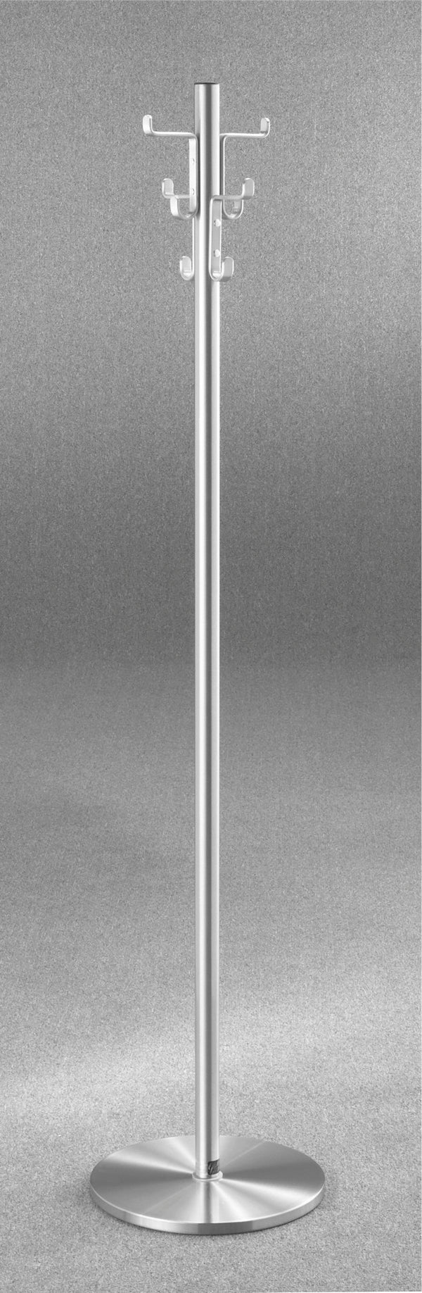 Glaro Heavy Duty Coat Tree with 1 ½" Post and 14" Heavily Weighted Base - Satin Aluminium