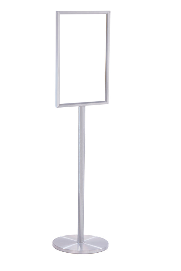 Glaro Double Sided Floor Standing Sign Frame - Satin Aluminium